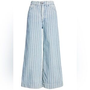 AG Women’s Rosie High Waist Vertical Stripe  Wide Leg Cropped Jeans - Sz 29, NWT